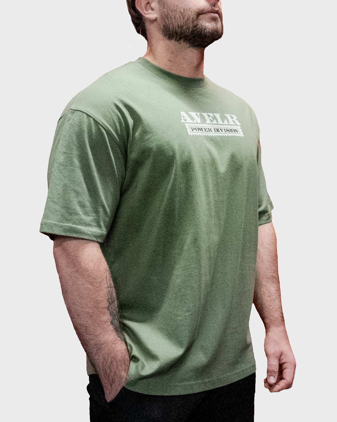 Iron Stamp Army Green Streetwear Loose Drop Shoulder T-Shirt