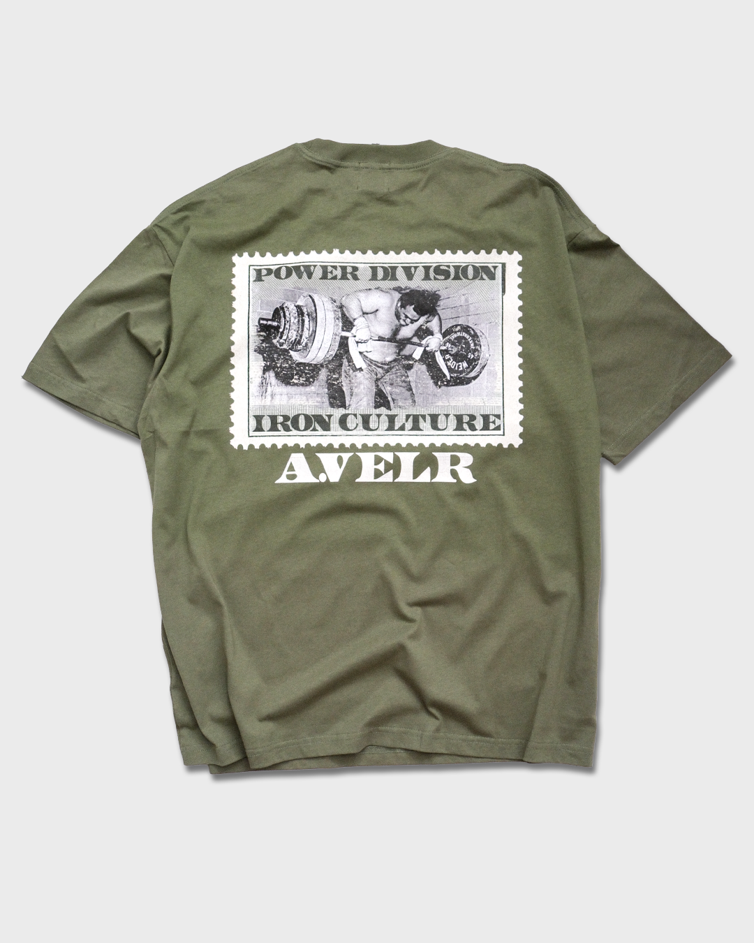 Iron Stamp Army Green Streetwear Loose Drop Shoulder T-Shirt