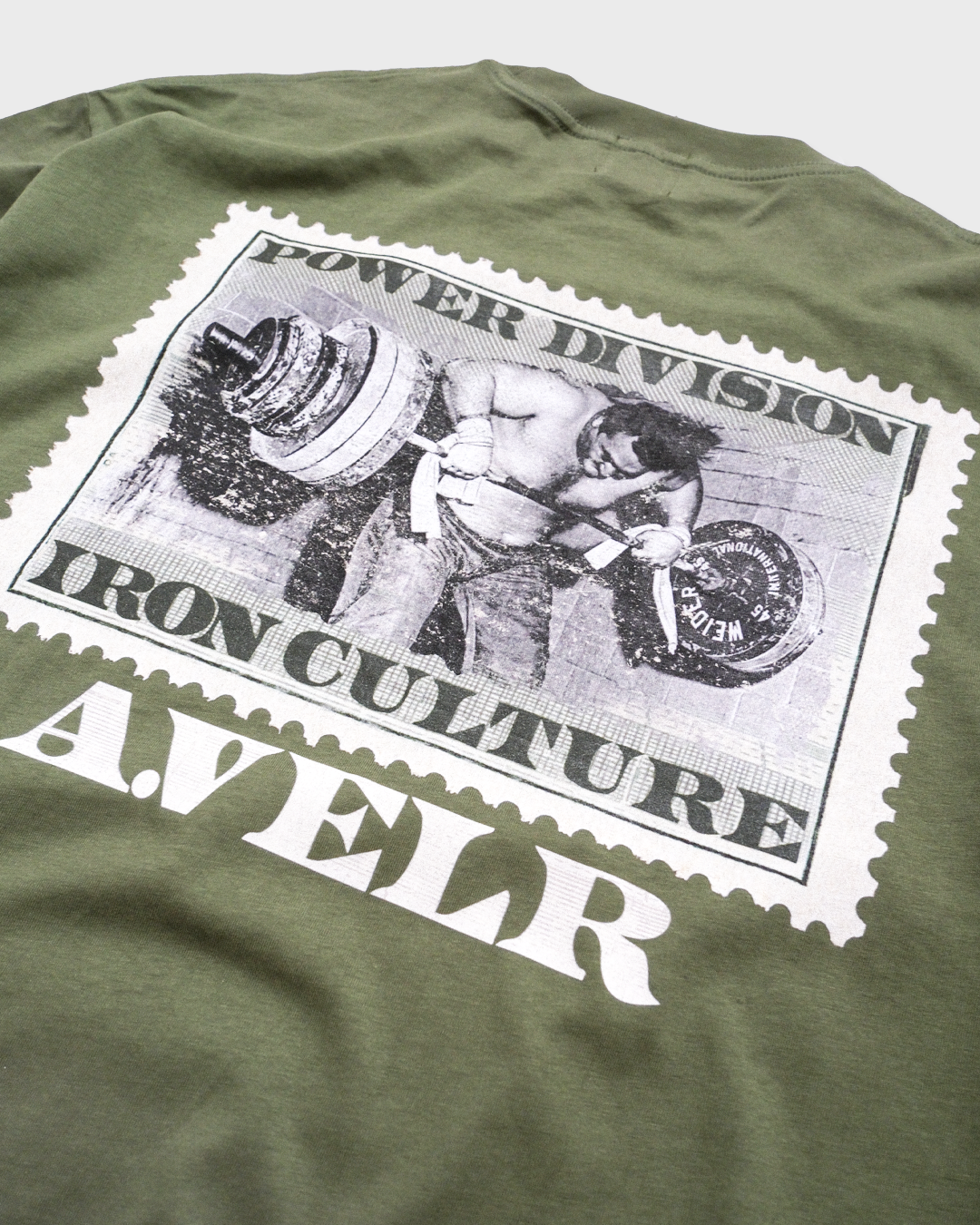 Iron Stamp Army Green Streetwear Loose Drop Shoulder T-Shirt