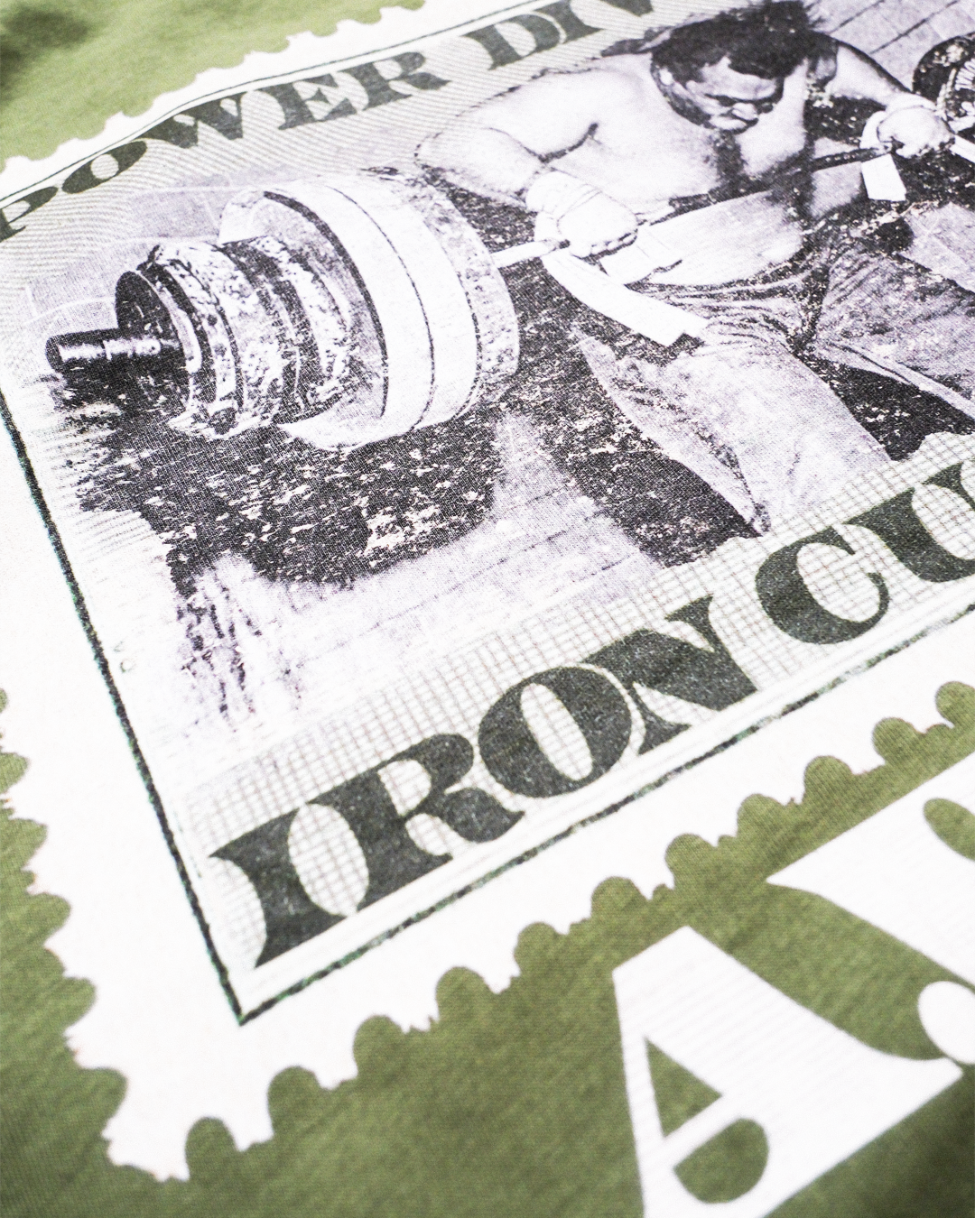 Iron Stamp Army Green Streetwear Loose Drop Shoulder T-Shirt