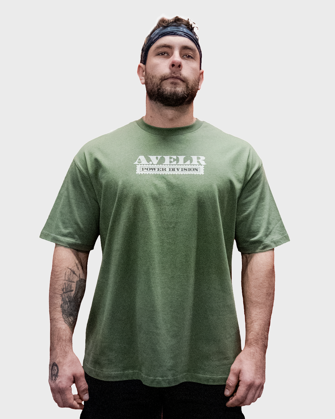 Iron Stamp Army Green Streetwear Loose Drop Shoulder T-Shirt