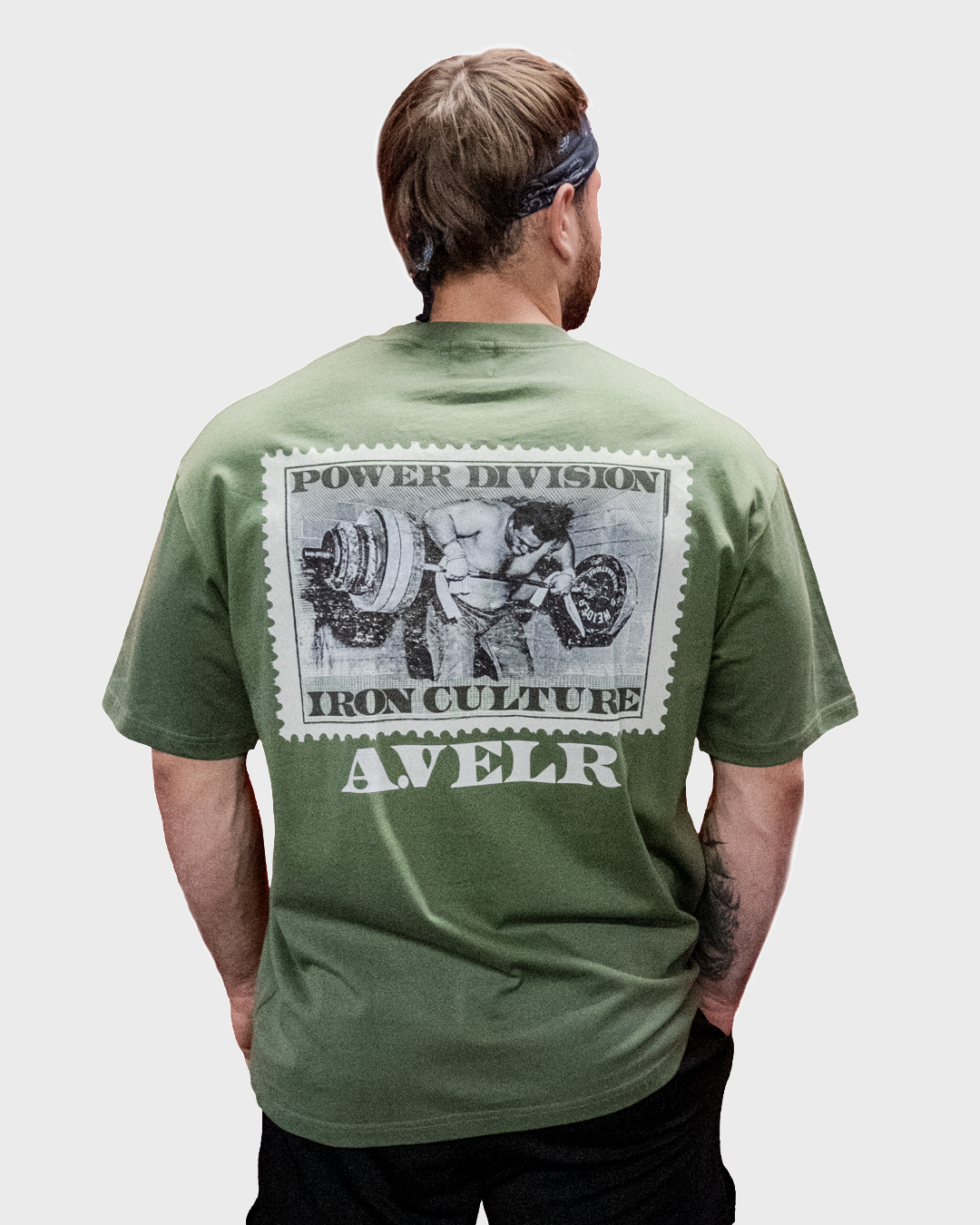 Iron Stamp Army Green Streetwear Loose Drop Shoulder T-Shirt