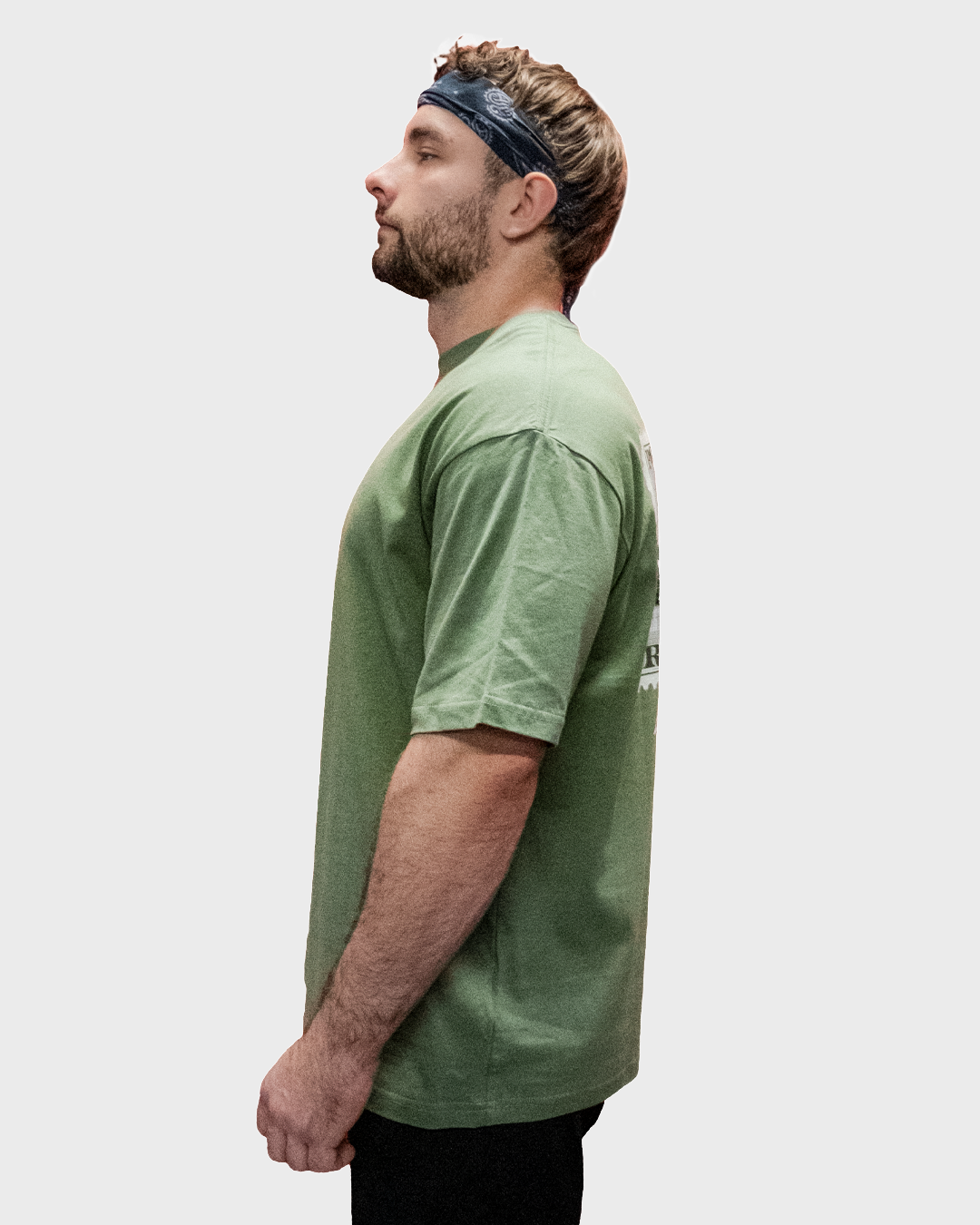 Iron Stamp Army Green Streetwear Loose Drop Shoulder T-Shirt
