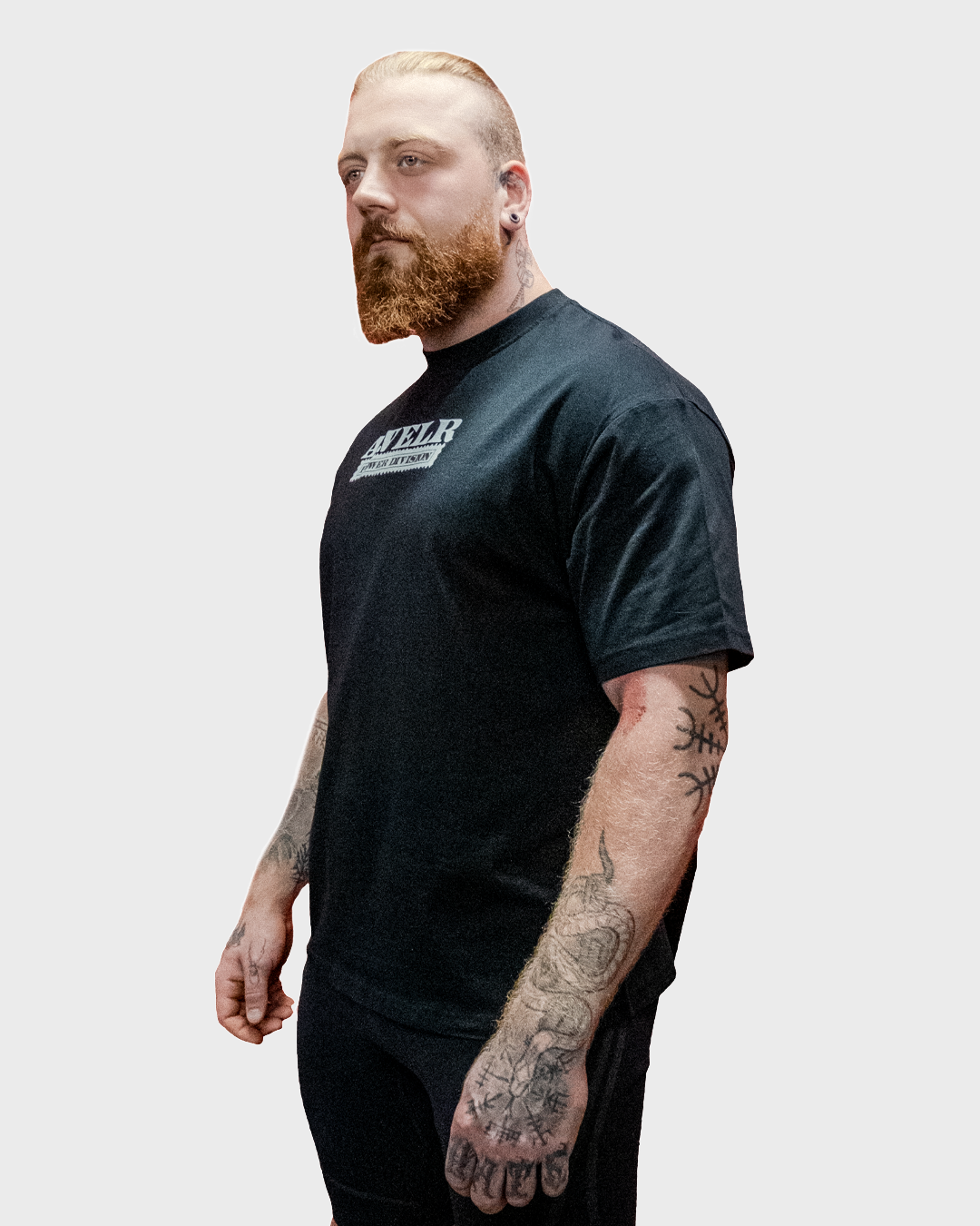 Iron Stamp Balck Streetwear Loose Drop Shoulder T-Shirt