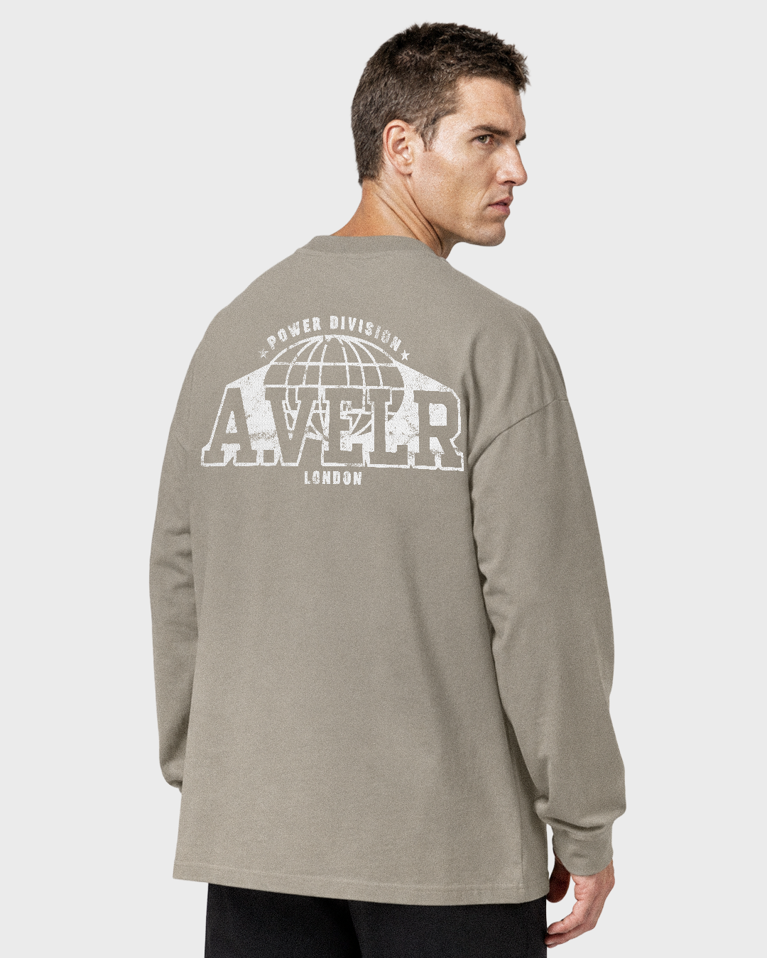 POWER DIVISION Oversized Long Sleeve T-Shirt 305 g/m² Gray Camel