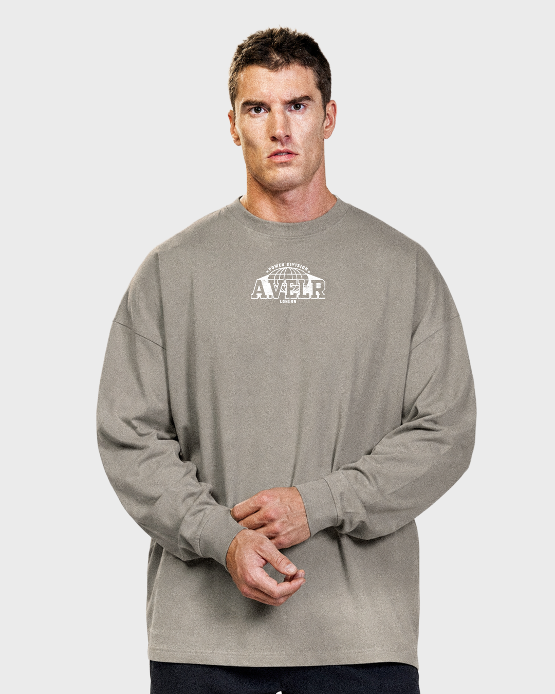 POWER DIVISION Oversized Long Sleeve T-Shirt 305 g/m² Gray Camel